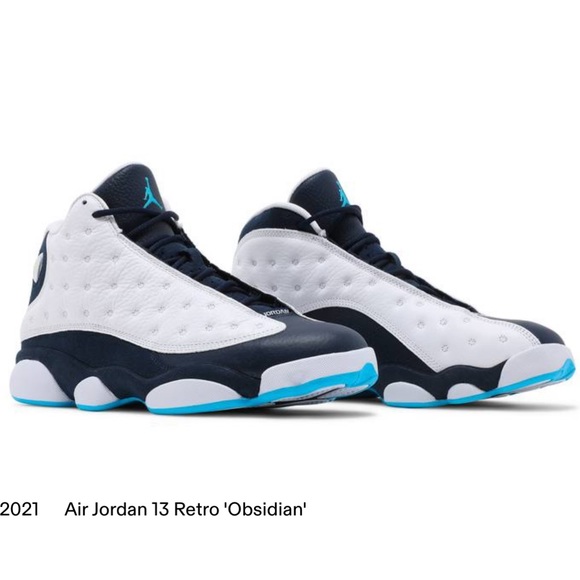 Men’s Air Jordan 13 Retro White French Blue Black Multi Basketball Shoes - Picture 12 of 15